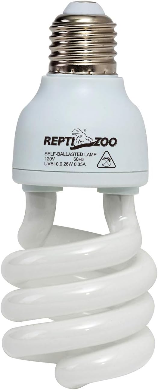 REPTI ZOO Energy Saving Lamps UVB Bulb,Spiral Compact 26 Watts UVB 10.0 Reptile Light Bulb Fit for Desert Type Reptile/Snake/Lizard/Insect/Leopard Tortoise