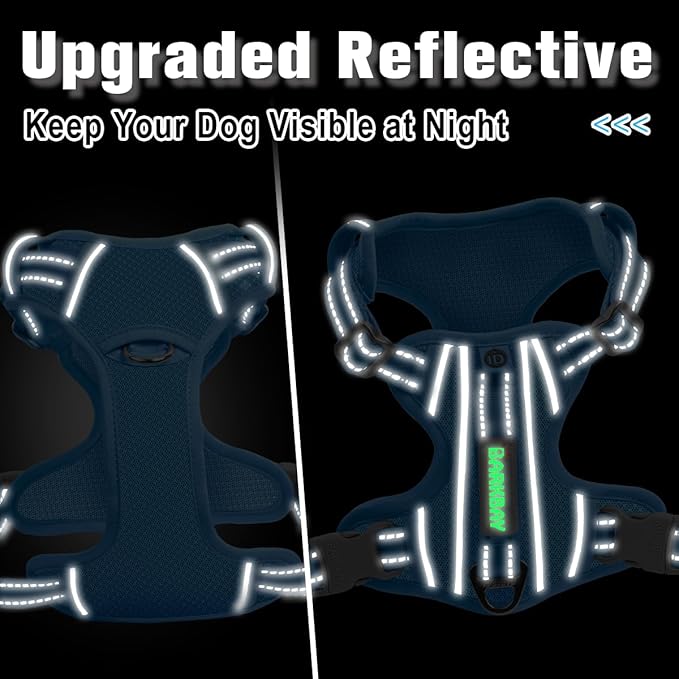 BARKBAY Dog Harness No Pull with ID Tag Pocket - Heavy Duty, Reflective, Easy Control for Small Dogs(Blue,S)
