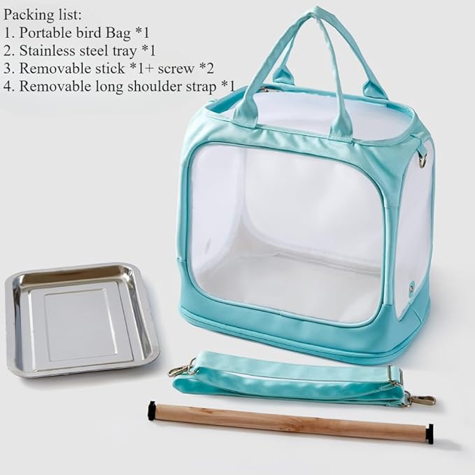 Transparent Bird Parrot Transport Cage Foldable Large Capacity Pet Carrier Bag Adjustable Shoulder Strap with Tray (Green(Flowers))