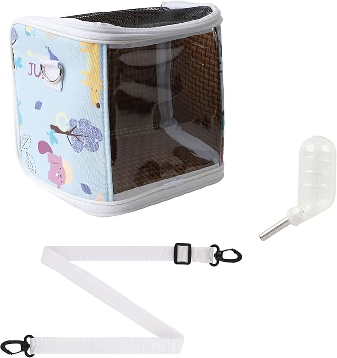 PVC Pet Travel Bag with Water Dispenser Breathable Net Panel Transportation for Birds Parrots Outdoor Activity Pet Travel with Water Feeder