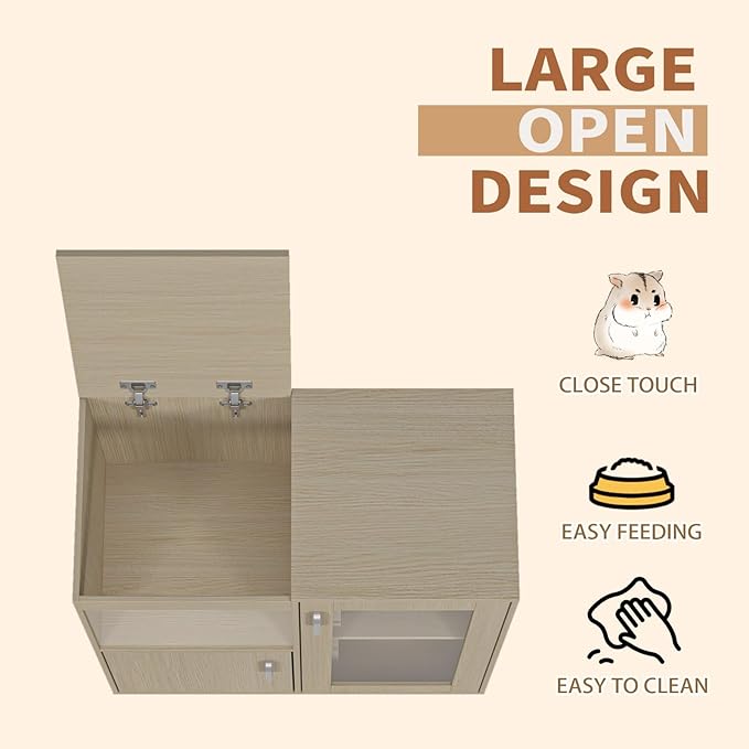 Wooden Hamster Cage with Climbing Ladders, Spacious Storage, Acrylic Windows, and Openable Top for Small Pets, Ideal for Hamsters, Guinea Pigs, and Gerbils - 33.5" H x 31.5" W x 15.75" D