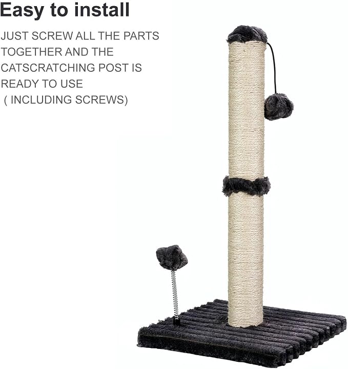 MECOOL Cat Scratching Post Premium Basics Kitten Scratcher Sisal Scratch Posts with Hanging Ball 22in for Kittens or Smaller Cats (22 inches for Kitten,Charcoal Gray) - Image 7