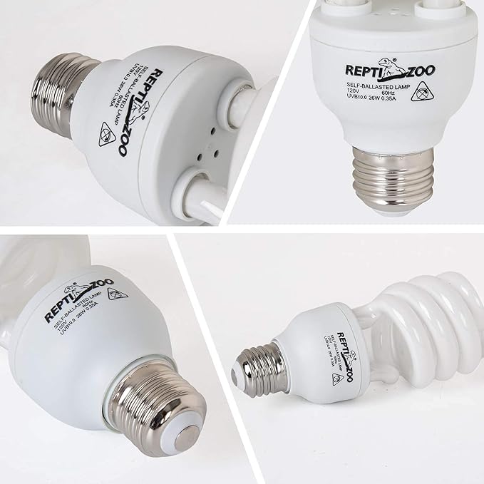 REPTI ZOO Energy Saving Lamps UVB Bulb,Spiral Compact 26 Watts UVB 10.0 Reptile Light Bulb Fit for Desert Type Reptile/Snake/Lizard/Insect/Leopard Tortoise
