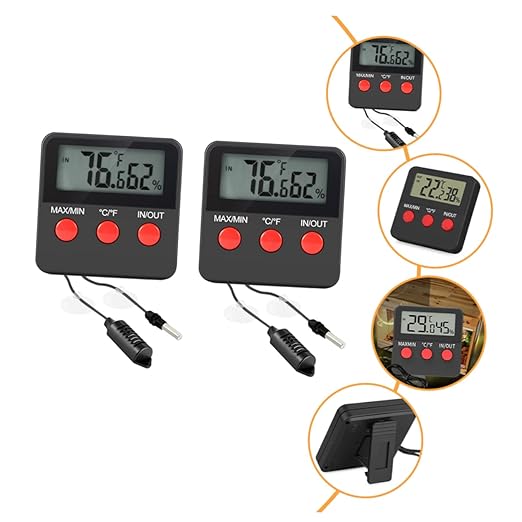 Mikikit 2sets Thermohygrometer for Reptile Digital Temp Humidity Sensor Lizard Tank Gecko Accessories Egg Incubator