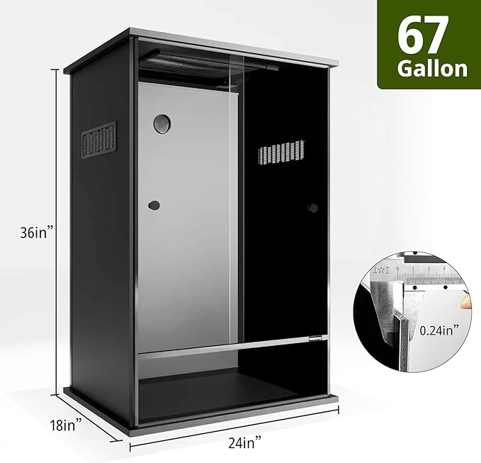 67 Gallon Tall PVC Reptile Enclosure,24"x18"x36" Reptile Tank Large Terrarium for Arboreal Reptile,Snake,Ball Python,Gecko,Frog,Lizard,Chameleon with Front Sliding Door,Screen Ventilation