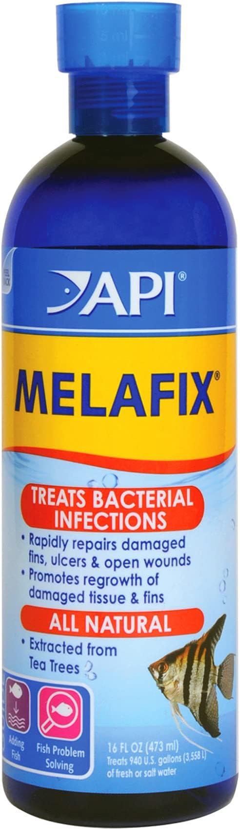 API MELAFIX Freshwater Fish Bacterial Infection Remedy 16-Ounce Bottle & Stress Zyme Freshwater and Saltwater Aquarium Cleaning Solution 16-Ounce Bottle