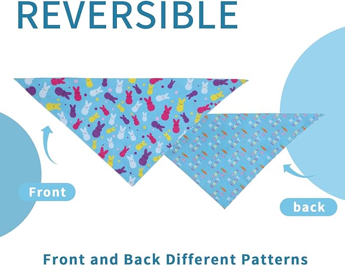 Easter Dog Bandana Small -1 Pack, Premium Durable Triangle Reversible Dog Scarf, Adjustable Puppy Bandana Breed Bib Handkerchief for Girl or Boy Dogs Cats