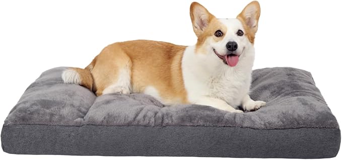 NUPIDA Dog Bed for Crate for Medium Size Dog, Machine Washable Bed Plush Pet Kennel Pad with Non-Slip Bottom, Pet Sleeping Mat, 29x18 Inch, Dark Gray