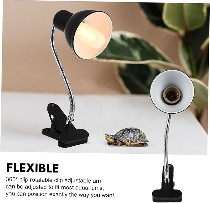 Adjustable Reptile Heat Lamp Shade for Tortoises Wide Neck and Switch ?€? Sunburn Light Rack for Reptiles for Basking and Heating