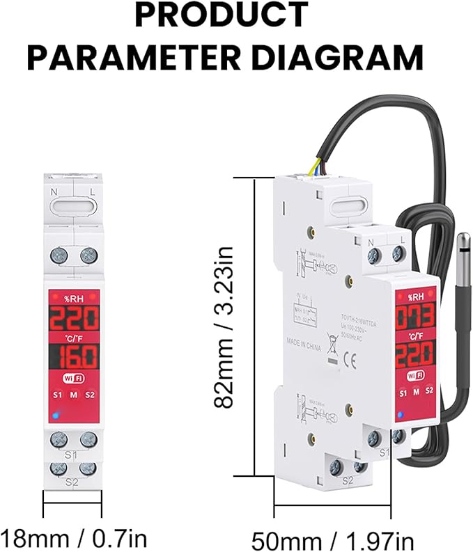 Fafeicy Smart Temperature Humidity Switch WiFi Thermometer Hygrometer with Dual Screen Industrial Sensor for Incubators Breeding Farms HVAC