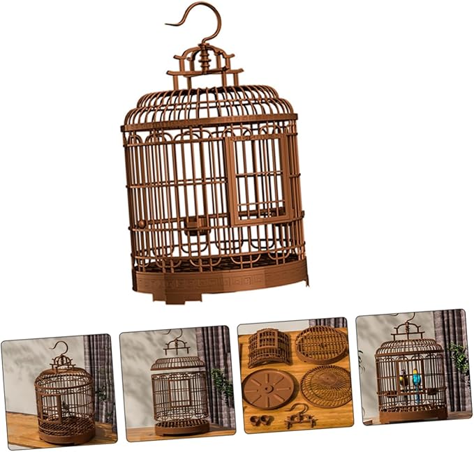 Sosoport Birdcage Villa Luxury Home Finch Cage Easy Cleaning Bottom Portable for Parrots Lovebirds