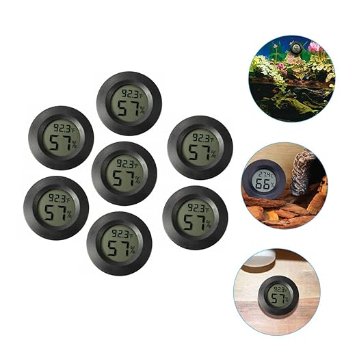 Mikikit 7pcs Reptile Tank Accessories Mini Electronic Hygrometer Thermometer Digital Display Accurate Humidity Temperature Gauge