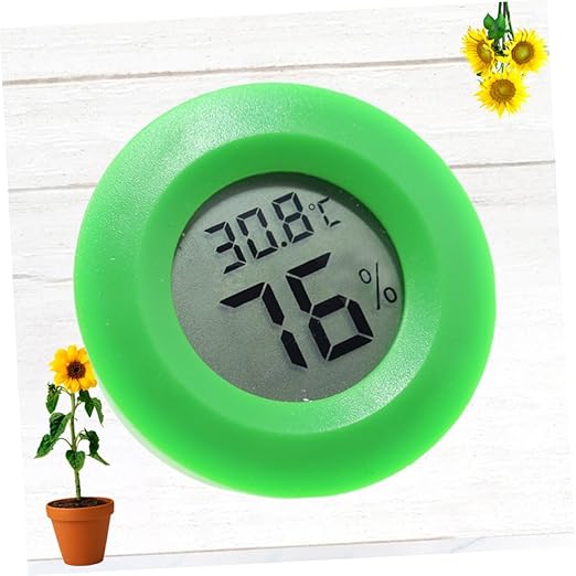 Outanaya Digital Temperature and Humidity Round Shape Hygrometer for Indoor Use Lightweight and Easy to Install Green Color for Home and Office Environments