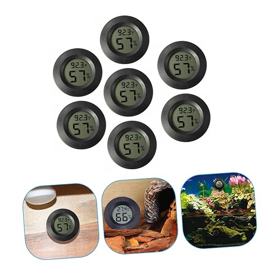 VICASKY Compact Digital Thermohygrometer Kit 7pcs Mini Reptile Tank Thermometers Humidity Meters for Home Office Outdoor