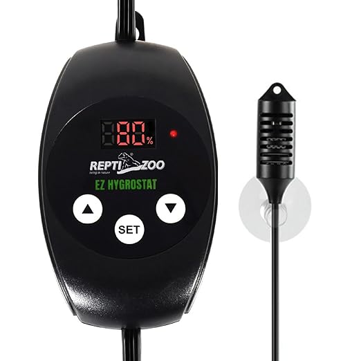 REPTI ZOO Reptile Digital Hygrometer Controller LED Humidistat Reptile Humidity Control for Reptile Terrariums Tank Reptile Humidifier Fogger Mushroom Greenhouse