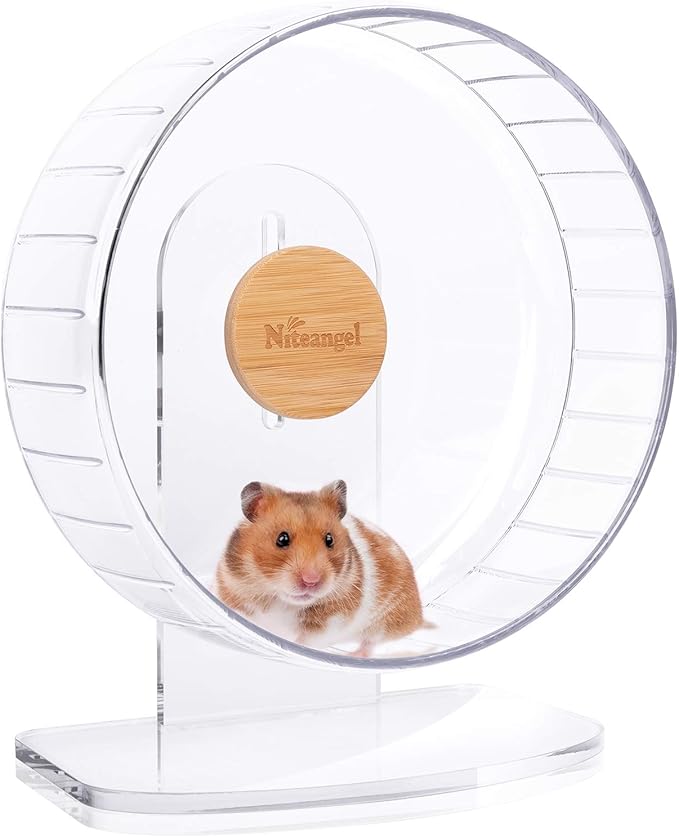 Niteangel 10-Inch Super-Silent Hamster Exercise Wheels with Platform- Quiet Spinner Hamster Running Wheels with Adjustable Stand for Hamsters Gerbils Mice Or Other Small Animals