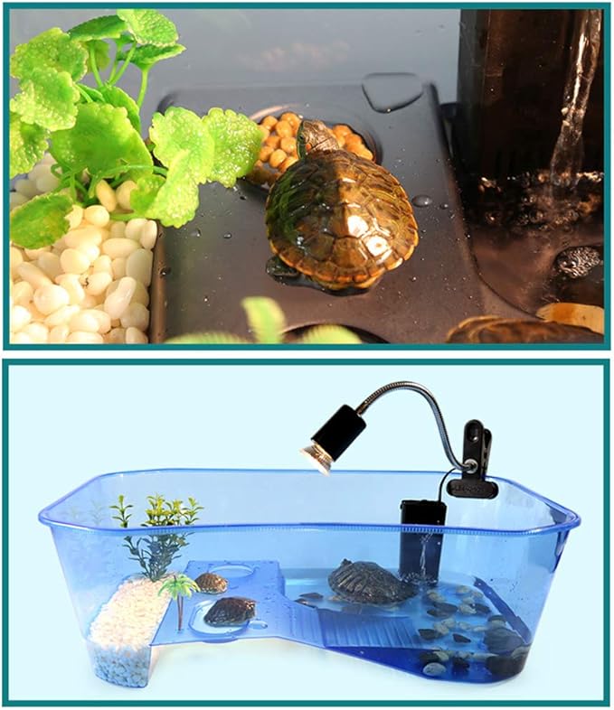 for Turtle Vivarium Box Aquarium for Breeding Box Habitat Tortoise Food Feeding Box with Basking Pl