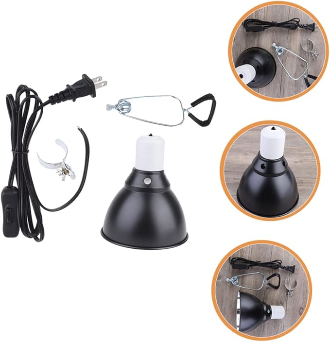 Housoutil 110v Reptile Light Fixture Clamp Lampshade for Terrariums Lightweight and Easy to Install for Turtles Lizards and Snakes Heat Dissipation
