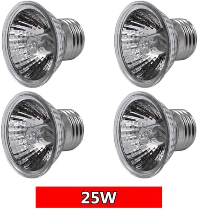 UVA+UVB 25/50/75W Reptile Heat Basking Light Bulb Lamp for Reptiles (25W - 4PCS)