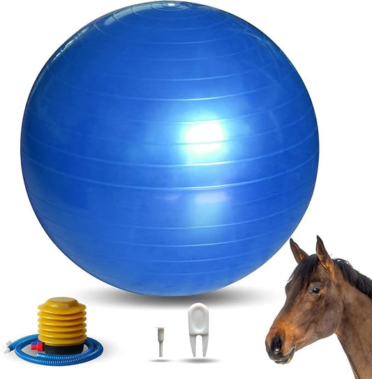 Horse Play Balls 30 Inch Mega Equine Ball for Play Training Horse Soccer Balls Anti-Burst Herding Ball for Horses Goat Donkey Blue