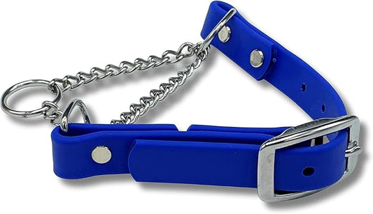 Martingale Collar for Dogs, Biothane, Stainless Steel Hardware, No Pull, Made in The USA, Professional Grade, Medium, Blue