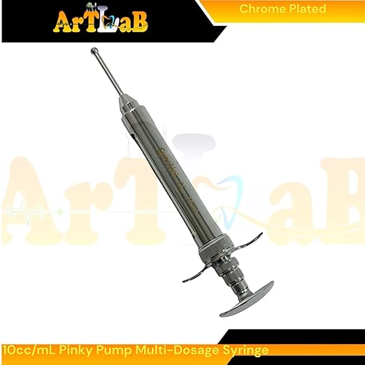 10mL Pinky Pump Syringe for Snake and Reptile Feeding | Multidosage Automatic Feeding Syringe | Chrome Plated