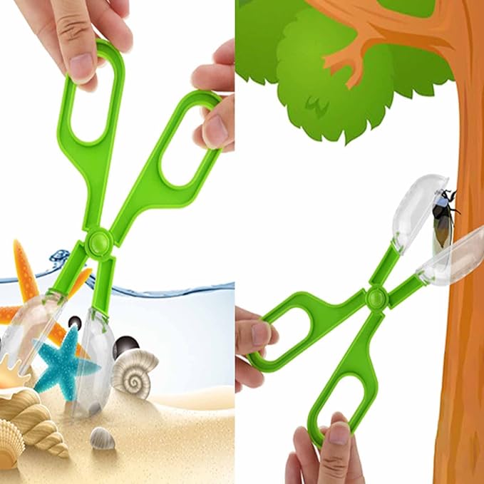 Reptile Feeding Clamp Reptile Poop Scoop Cage Fish Tank Cleaning Tools Green Feeding Tool Feeding Clamp Litter Clamp for Gecko Lizard Bearded Dragon
