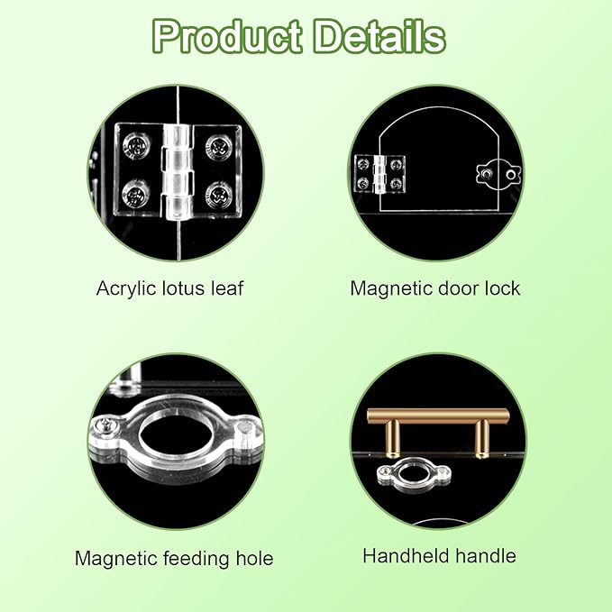 Jumping Spider Enclosure kit, Acrylic Tarantula Enclosure with Wooden Bridge, Mushroom, Pagoda Pond, Road Signs, Insect Terrarium with Handle and Magnetic Door, No Assembly Required (Medium)
