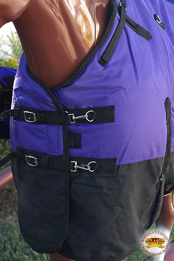 HILASON 1200D Winter Waterproof Poly Horse Turnout Blanket Belly Wrap Purple | 68 in