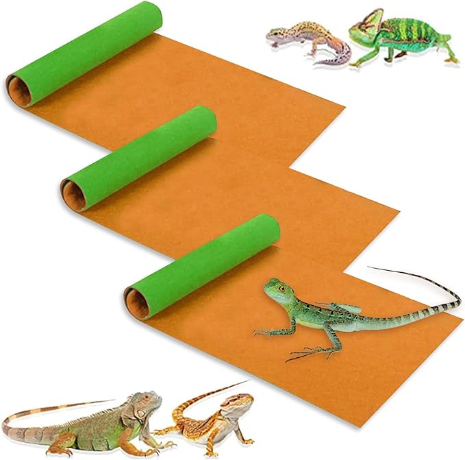 Tfwadmx 3 Pcs Reversible Reptile Carpet Mat 23.6" x 15.7" Terrarium Bedding Substrate Liner Reptile Cage Mat Supplies for Leopard Gecko Lizard Bearded Dragon Tortoise Snake Chameleon