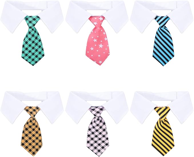 Segarty Dog Necktie Collar, 6pcs Dog Tie for Medium and Large Dogs, Adjustable Collar with Stripped Formal Neck Tie for Dogs Cats Tuxedo Tux Outfits, Birthday, Wedding, Christmas Costumes