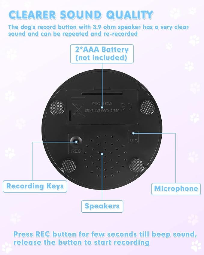 Acools Dog Buttons for Communication, 4 Dog Talking Button Set, Speaking Buttons for Cats and Dogs, 30s Voice Recordable Pet Training Buzzer with Waterproof Dog Activity Mat and 48 Scene Stickers