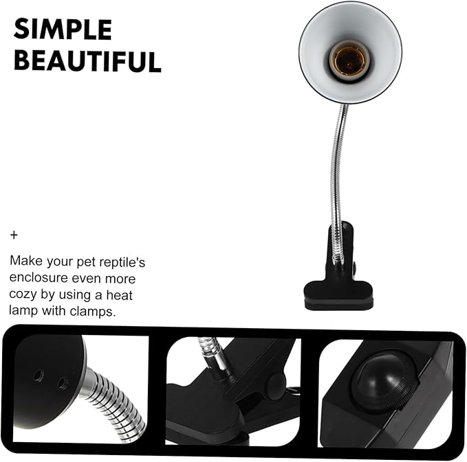 Milisten Adjustable Reptile Heat Lamp Shade Basking Spot Light Holder for Tortoises and Lizards Sunburn Light Rack US Plug