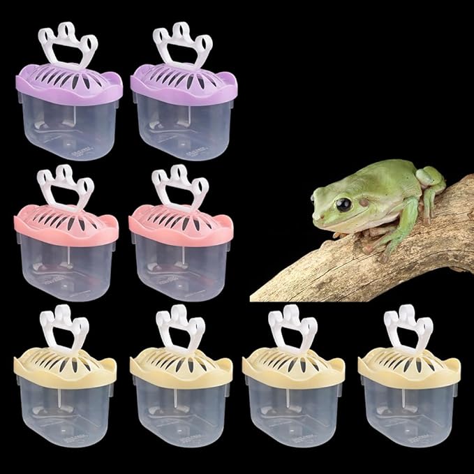 8 Pack Small Plastic Reptile Carrier Turtle Enclosure Fog Breeding Box Hatching Container Terrarium for Small Reptile Turtle Fog Hermit Crab Lizard Fish
