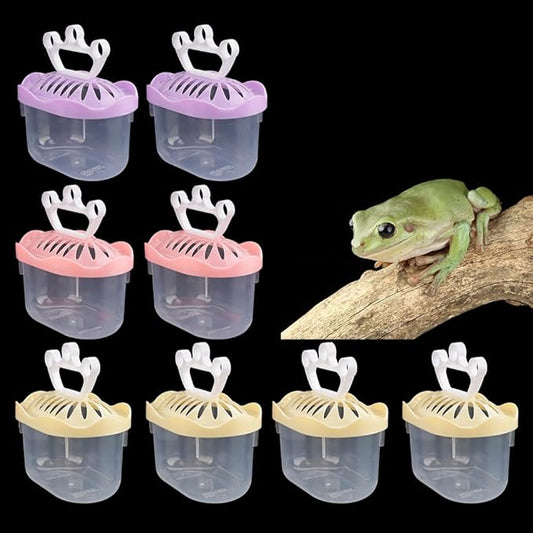 8 Pack Small Plastic Reptile Carrier Turtle Enclosure Fog Breeding Box Hatching Container Terrarium for Small Reptile Turtle Fog Hermit Crab Lizard Fish