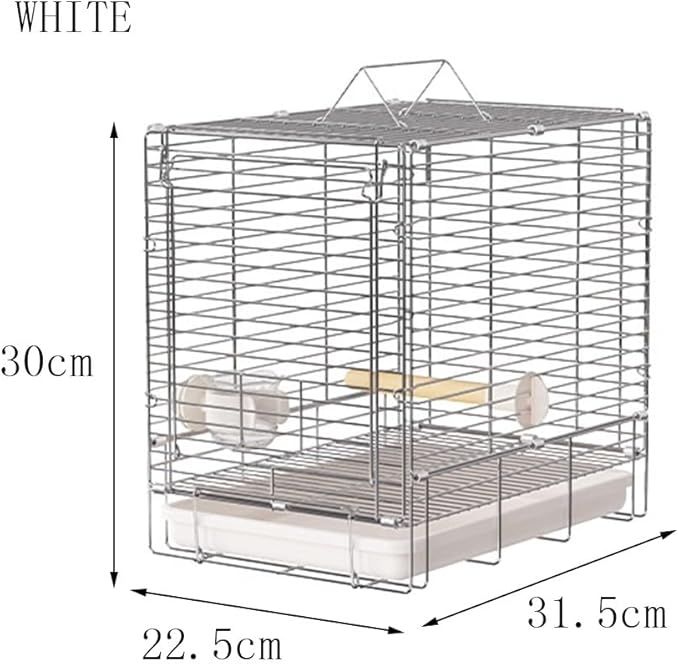 Foldable Birdcage Drawer Tray with Double Handles for Easy Cleaning and Carrying Birds for Outdoor Use Parrot Cage(White)