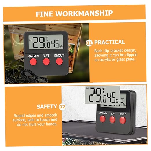 SUPVOX 2sets Digital Thermometer and Hygrometer for Reptile Tanks Electronic Humidity and Temperature Monitor with Display Accurate Measurement for Snake and Pet Enclosures No Batteries