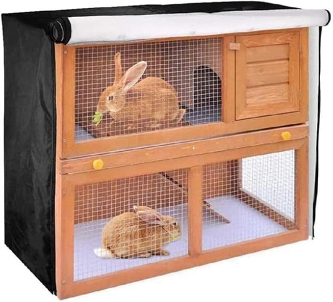 210D Oxford Cloth Double-Layer Pet Cages Cover, Weatherproof and Breathable Protection for 4ft Rabbit Hutch, Black 48 x 20 x 41in(black)