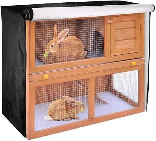210D Oxford Cloth Double-Layer Pet Cages Cover, Weatherproof and Breathable Protection for 4ft Rabbit Hutch, Black 48 x 20 x 41in(black)