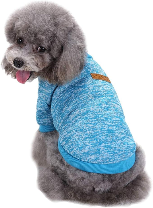 Jecikelon Dog Clothes Dogs Sweater Soft Puppies Clothing Winter Puppy Sweaters Warm Outfit for Dogs Small XXS XS Cat Apparel (Light Blue, L)