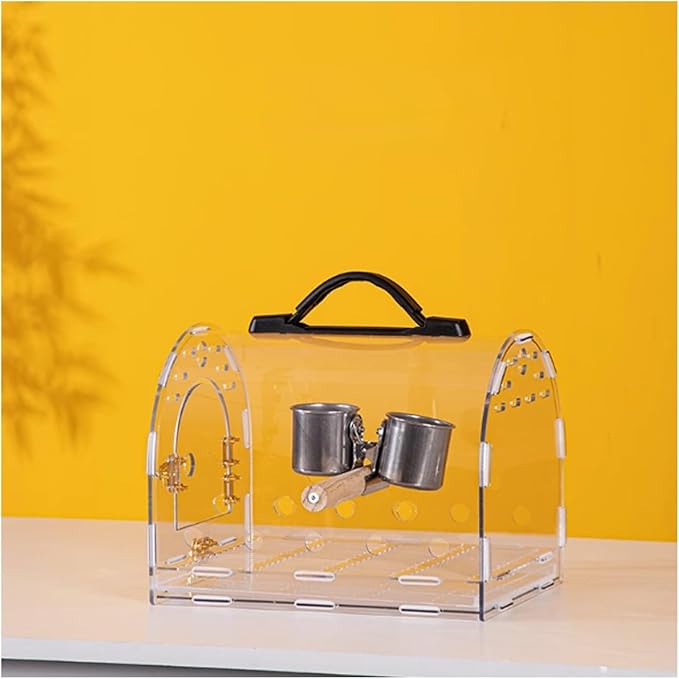 Bird Cage Transparent Parrot Take-Out Portable Bag Out Acrylic Special Parrot Cage(Small)