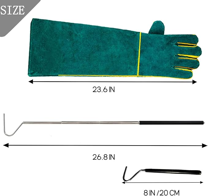 Hamiledyi Animal Handling Gloves Bite With Hook Proof Reinforced Leather Padding Dog Cat Scratch Bird Falcon Protection Grabbing For Reptile Squirrel Snake Bite Lizard Boa Bbq 23inch
