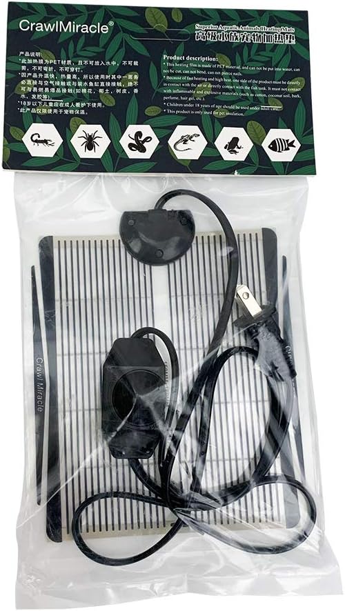 YOUMU Reptile Heating Pad- (5W/15W/25W/35W) Temperature Adjustable Terrarium Heat Mat for Turtle/Snake/Frog/Lizard/Small Animals/Plant Box (5W(7.08in5.9in))
