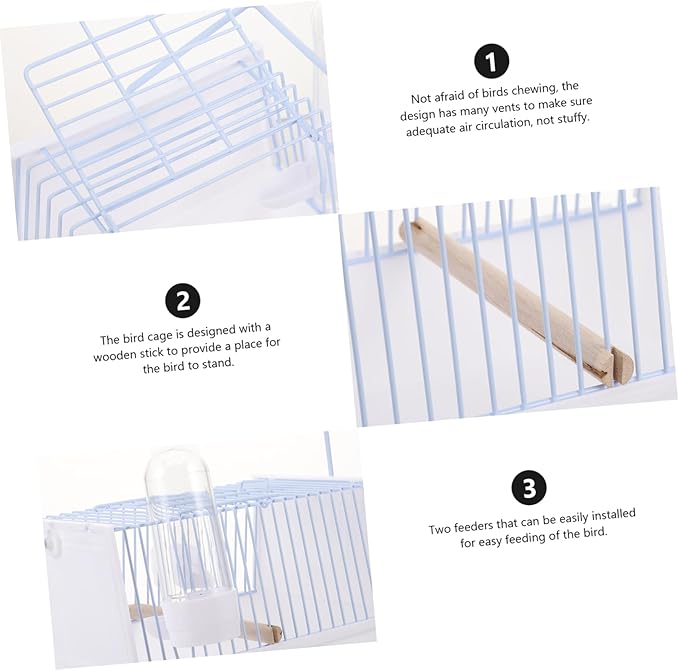 Mikikit Extra Large Portable Birdcage Parrot Carrier Travel Cage Handle Bird Travel Cage for Outdoor Use