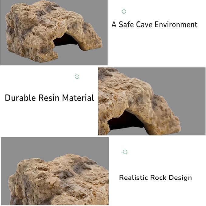 Reptile Hide for Leopard Gecko, Bearded Dragon, Ball Python Decoration & Tortoise – Terrarium Habitat Décor,Snake & Lizard Hideout(Resin, Medium)