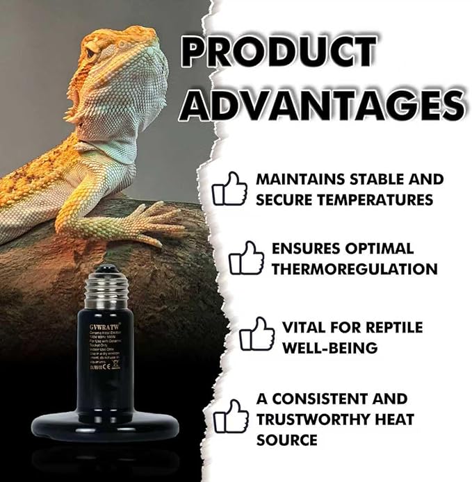2 Pack Reptile Ceramic Lamp 0.28 inch(85mm)- No Light Reptile Heat Lamp for Bearded Dragons, Turtles, Snakes, Lizards - Ideal for Pet Brooders - Safe Heating for Amphibians & Small Animals