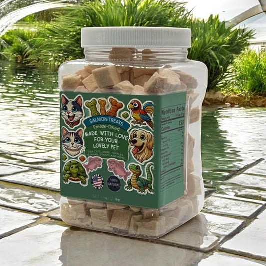 Freeze Dried pet Treats (7oz, Salmon) Thoughtfully Crafted to Satisfy Multiple Types of Animal Companions.