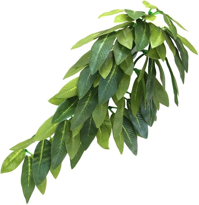 SLSON Reptile Plants Hanging Silk Terrarium Plant with Suction Cup for Bearded Dragons,Lizards,Geckos,Snake Pets and Hermit Crab Tank Habitat Decorations,Small Size,12 inches Green