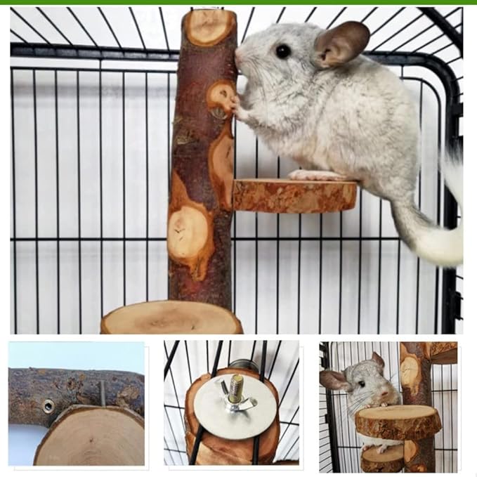 Chinchilla Large Hanging Wooden Rotating Platform - Small Animal Natural Fruit Wood Standing Platform for Squirrels, Sugar Gliders & Birds