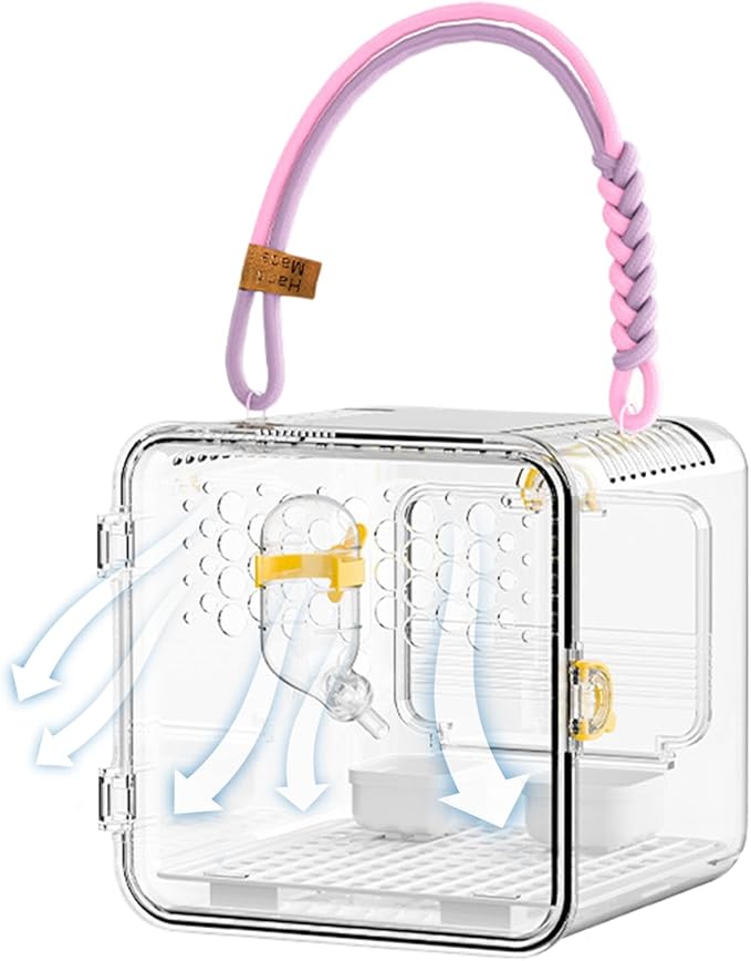 Bird Carrier, Portable Parrot Travel Cage, 16.12 Inches Breathable Pet Box with Mesh Window Feature, Lightweight Carrier, Travel Cage with Ergonomic Handle Bird Carriers for Parakeets Conures